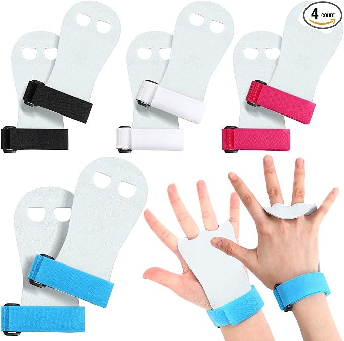Junkin 4 Pairs Gymnastics Hand Grips for Beginners Kids Gymnastic Palm Pull-up Protection Sports Accessories for Children Boys Girls Workout Exercise