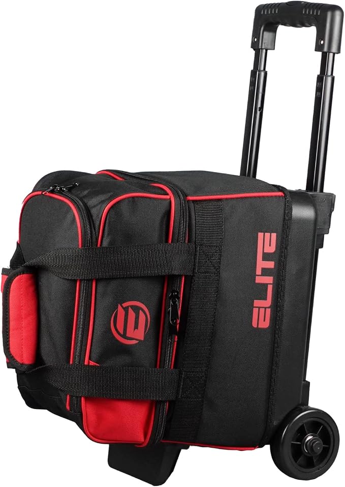 ELITE Basic Single Roller Bowling Ball Bag | Multiple Colors | Fits Up to Size 10.5 Shoes | Compact Design | Bowling Bags With Wheels