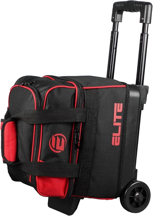 ELITE Basic Single Roller Bowling Ball Bag | Multiple Colors | Fits Up to Size 10.5 Shoes | Compact Design | Bowling Bags With Wheels