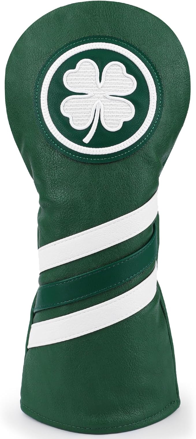 Headcovers, Leather Golf Club Covers, 1pc or 3pcs Set Lucky Clover Driver Headcover, 3 Wood Head Cover, Hybrid Rescue UT Headcover, Classic Golf Accessories