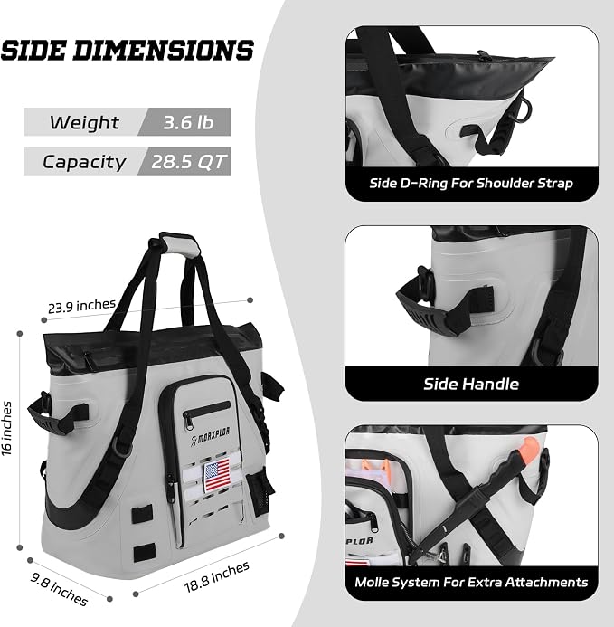 MORXPLOR Insulated Fish Cooler Kill Bag with Flat Bottom-26x18 31x14 40x16 50x18 60x20 70x25 Inches Waterproof Fishing tackle Kill Cooler Bag