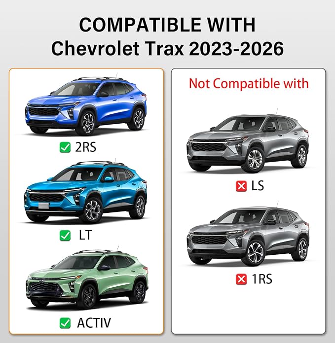300lbs Lockable Roof Rack Cross Bars Compatible with 2023-2026 Chevrolet Chevy Trax 2RS ACTIV LT, Aluminum Roof Rails Crossbar for Cargo Carrier Luggage Kayak Canoe Snowboard