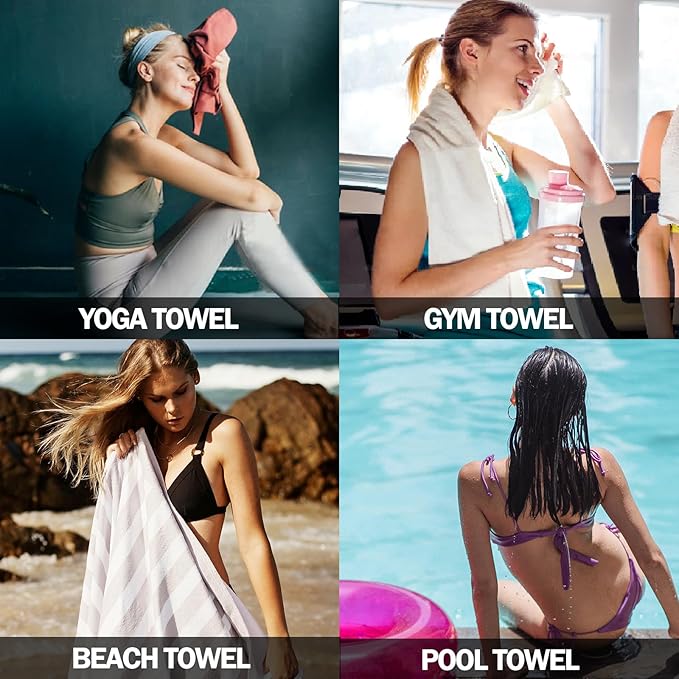 Quick Dry Camping Towel Light Grey &Blue (Bundle)