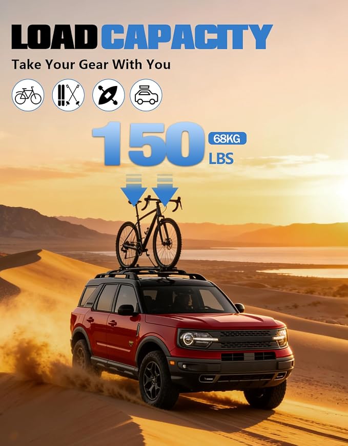 FengYu Roof Rack Cross Bars Compatible with Ford Bronco Sport on Road Base & Bigbend 2021-2026 & Outer Banks 2021, Aluminum Crossbars Rails Rooftop Cargo Racks Luggage Ski Bike Snowboard Carrier