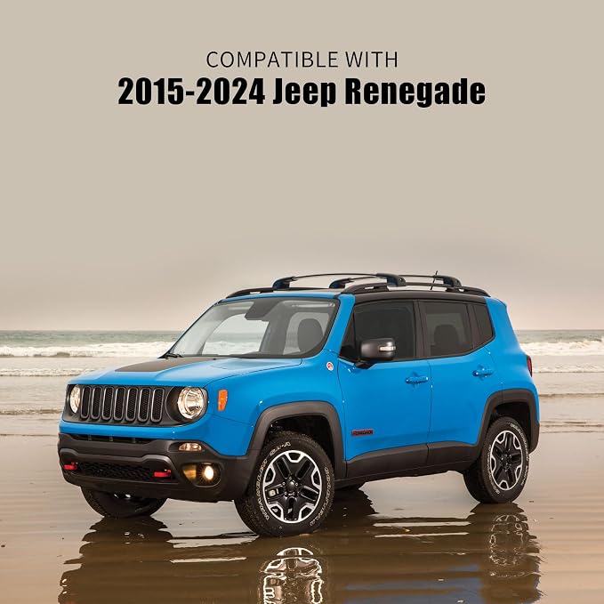 FLYCLE 220Lbs Lockable Roof Rack Cross Bars Compatible with 2015-2024 Jeep Renegade, Heavy Duty Aluminum Crossbar Fit Luggage Luggage Kayaks Bicycles Snowboard
