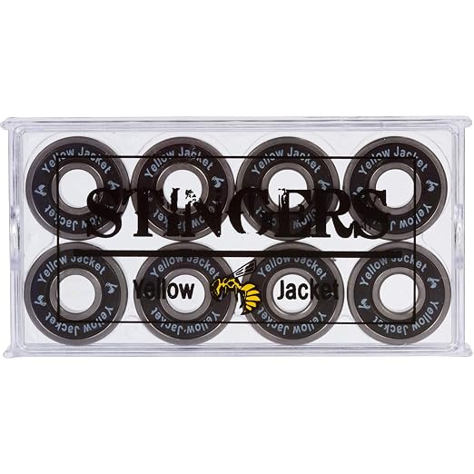 Yellow Jacket Premium Skateboard Bearings, Pro Longboard Bearings, 608, ABEC 11, Black Mamba (Pack of 8)