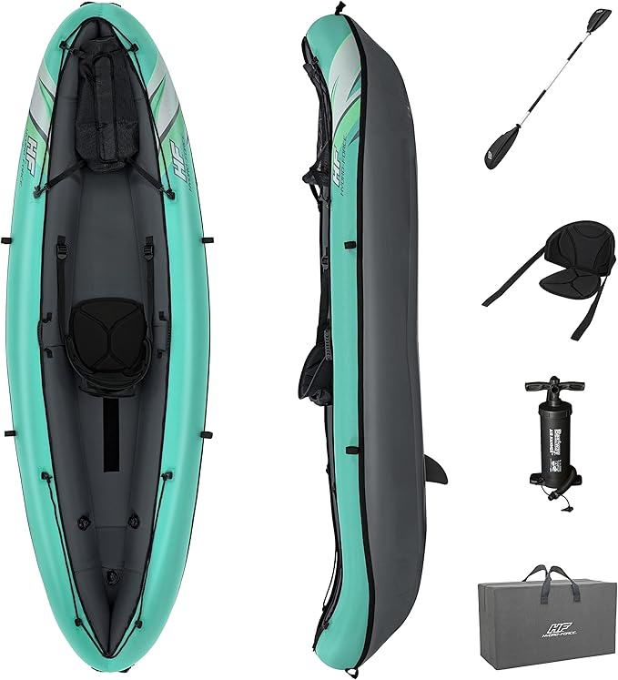 Bestway Hydro Force Inflatable Kayak Set | Includes Seat, Paddle, Hand Pump, Storage Carry Bag | Great for Adults, Kids and Families