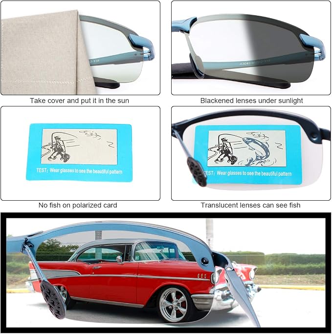 Polarized Photochromic Sunglasses for Men - UV Protection and Lightweight Sun Glasses for Driving Fishing