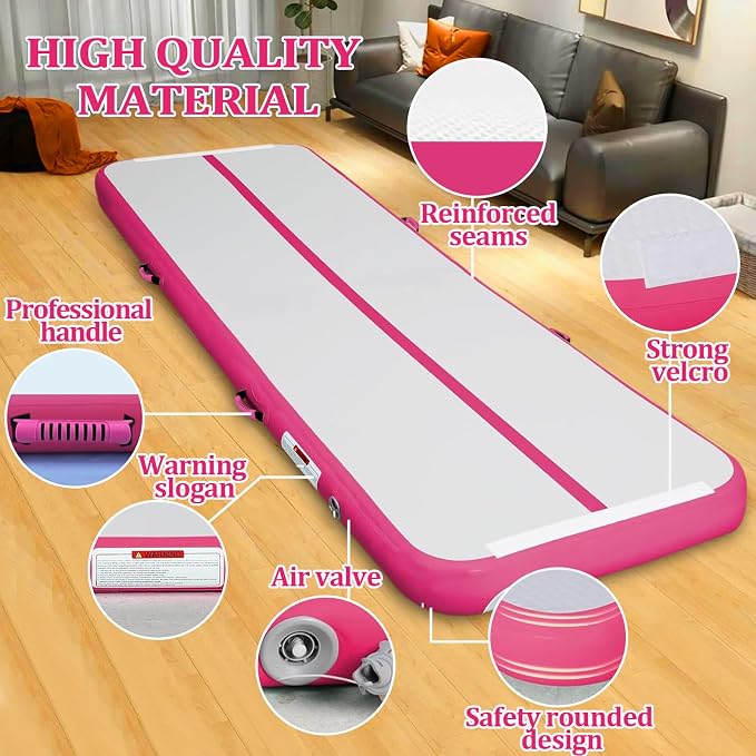Air Mat Tumble Track, Gymnastics Mats Tumbling Track with Electric Air Pump for Home Use Cheerleading Training Kids Gym Yoga