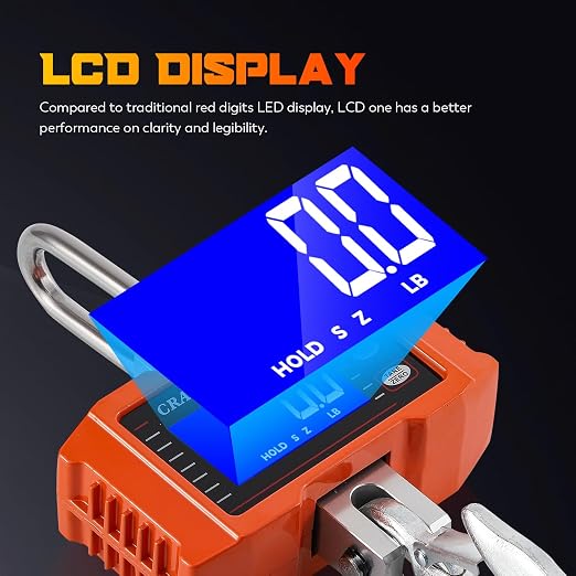 CGOLDENWALL Digital Crane Scale 2200lb Hanging Scale with Switchable kg/lb Display - ideal for Farms, Hunting and Livestock
