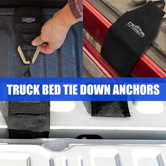 EZ Truck Bed Strap Anchor - Can Easily Secures Your Ratchet Straps - Heavy-Duty Tie Down Anchors for Most Truck Bed & Tailgate Tie Downs (4 Pack)