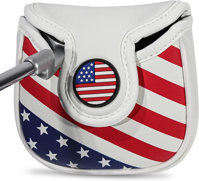 Golf Club Head Covers,4pcs or 1pc USA Golf Head Covers for Woods and Driver Fairway Hybrid - PU Leather Mallet Blade Putter for Men Women Golf Enthusiast