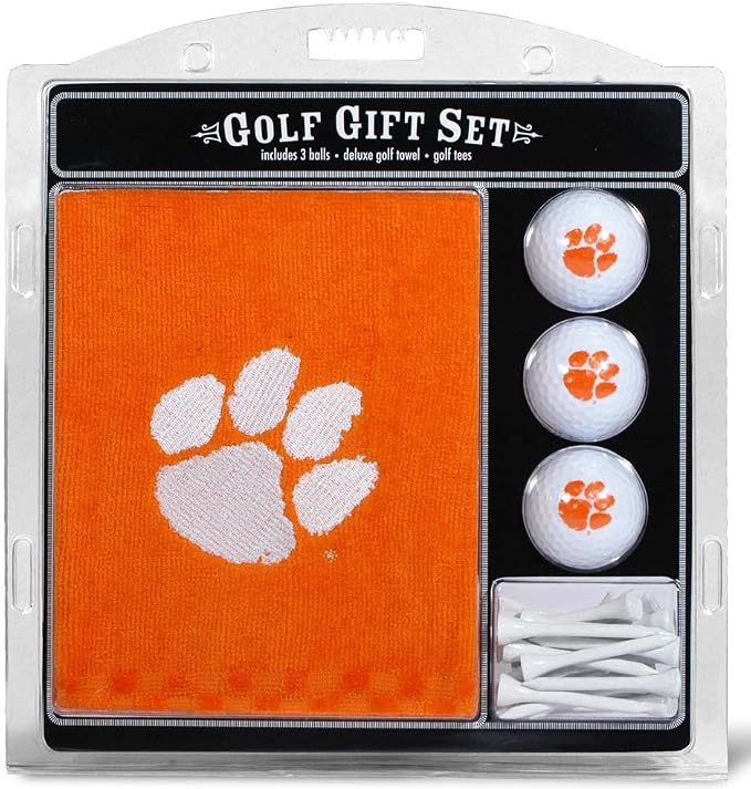 Team Golf NCAA Gift Set Embroidered Golf Towel, 3 Golf Balls, and 14 Golf Tees 2-3/4" Regulation, Tri-Fold Towel 16" x 22" & 100% Cotton