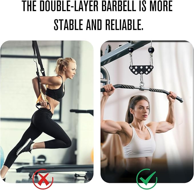 Multi-Grip LAT Pull Down Bar for Home Gym Fitness, Spreader Plate LAT Pulldown Attachments for Pulley System Cable Machine, Double to Single Cable Attachment Exercise Handle