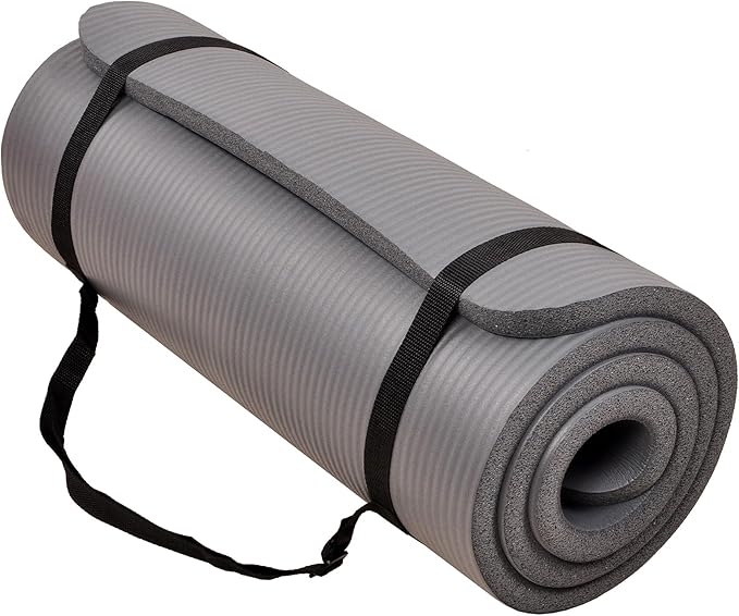 Signature Fitness Extra Thick High-Density Foam Yoga Mat – Multiple Thicknesses (1/2" & 1") / Multiple Colors – Double-Sided Non-Slip Surface – with Carrying Strap for Pilates, Yoga & Home Workouts