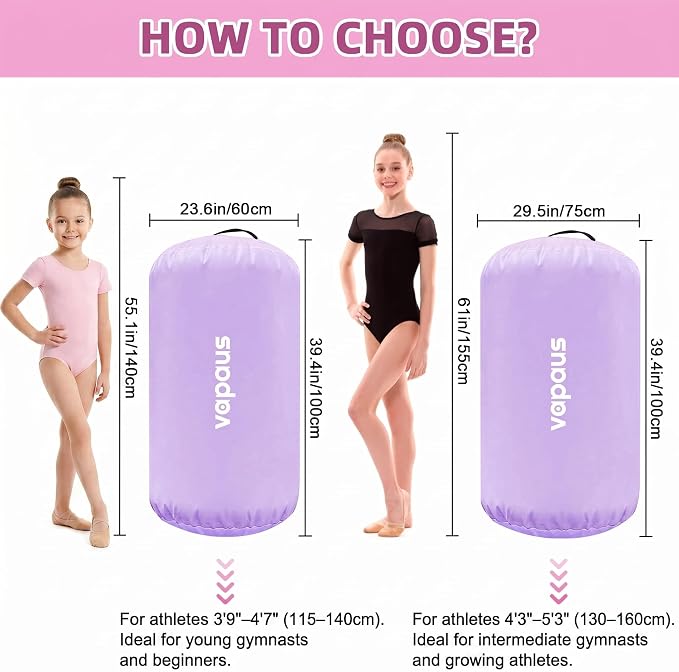 Vapaus Gymnastics Air Barrel Inflatable Tumbling Roller Mat Back Handspring Trainer Air Roller Tumbler Octagon Barrel Gymnastics Equipment for Tumble Track Cheerleading Yoga Training Durable AntiSlip Double Seal Without Pump