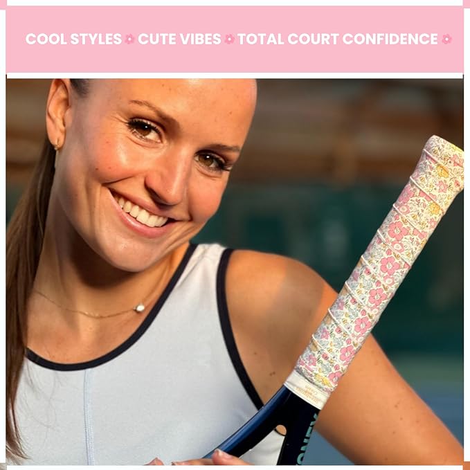 Tennis Tape & Dampener Set - 2 Tacky 45” Long x 0.98” Wide Racket Handle Overgrips & 1 Matching Ping Dampener