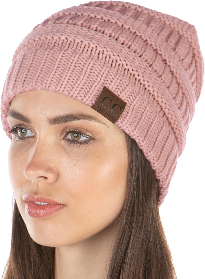 Funky Junque Matching 2 Pack Regular Beanie Matching Scarf Winter Set Bundle - Indi Pink (Solid)
