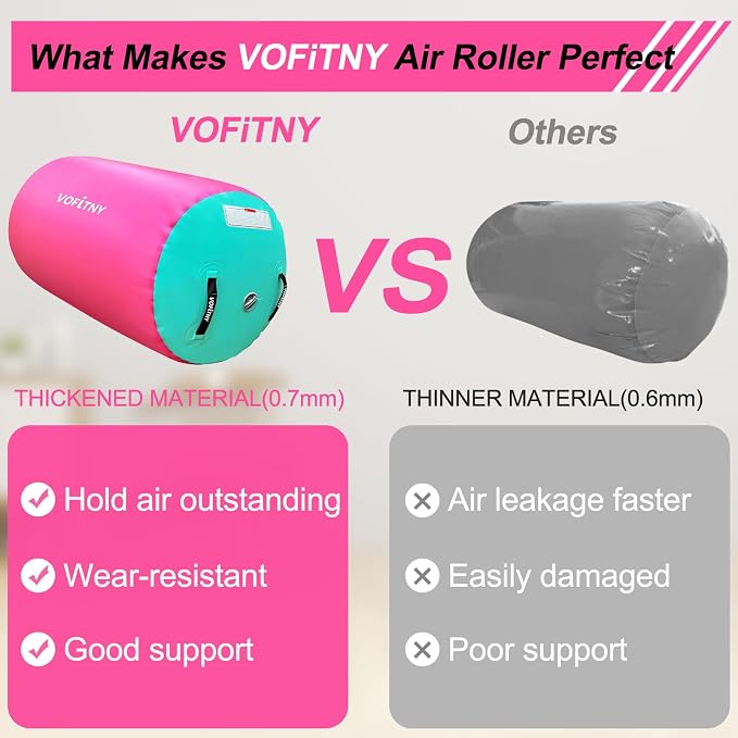 VOFiTNY Inflatable Gymnastics Air mat Tumbling Track with Air Barrel Octagon Mat with Pump for Home/Gym