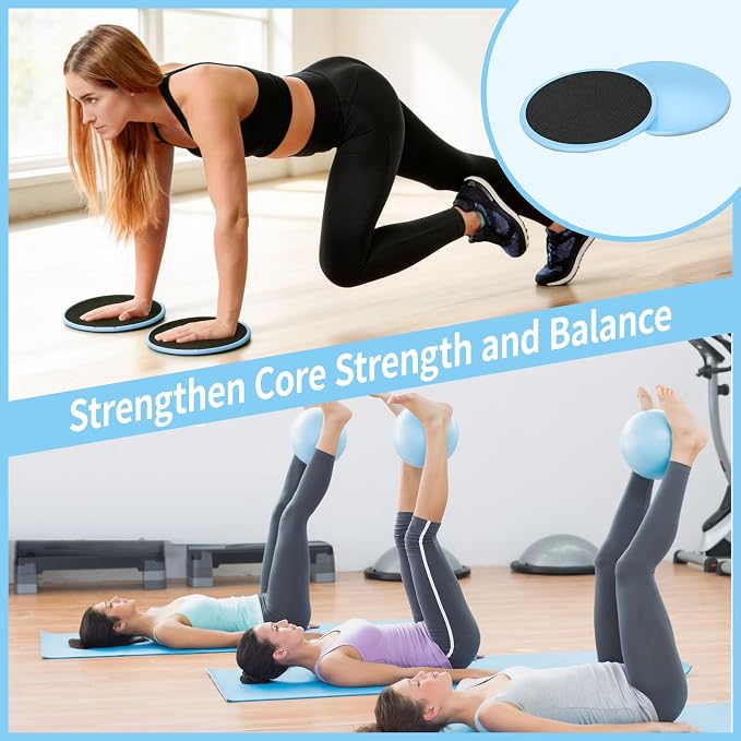 DICYWUDI Pilates Essentials Kit for Home Women, Pilates Equipment for Workouts, 6 Fabric Resistance Bands, 12 Inch Magic Circle Yoga Ring, Mini Exercise Ball, Great Exercise Equipment