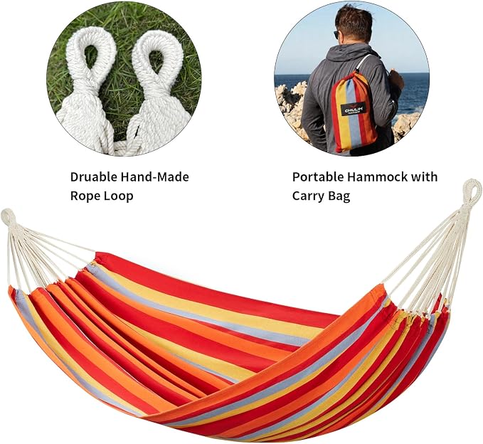 CHULIM Brazilian Double Hammock with Tree Straps,Extra Large 94x63IN,2 Persons Hammock for Backyard Patio Outdoor and Indoor,450lbs Weight Capacity,Soft Woven Cotton Fabric - Summer Fruit