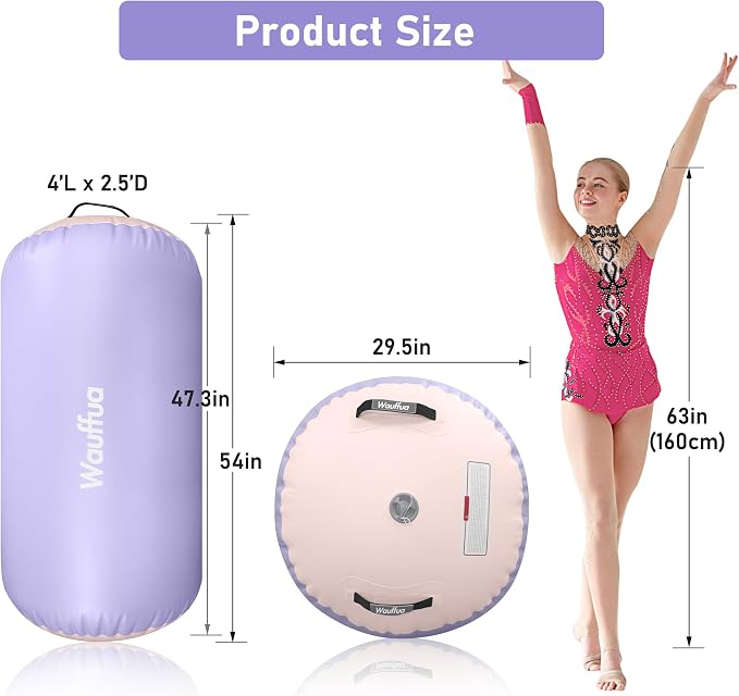 Gymnastic Air Barrel, Inflatable Tumble Track, Tumbling Mat, Roller Octagon Trainer for Back Handspring and Back-bend for Home, Gym, No Pump