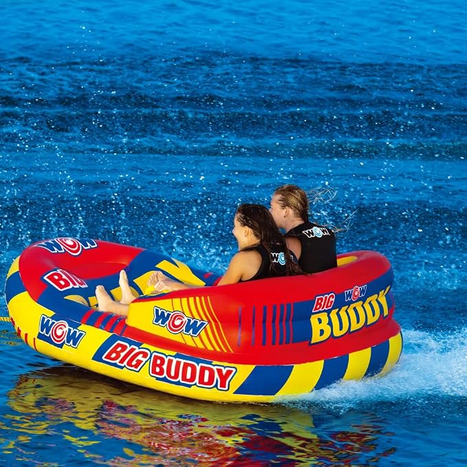 Wow Sports Big Buddy Inflatable Towable Deck Tube - 2 Person - 340 lb Capacity - for Boating - Kids & Adults
