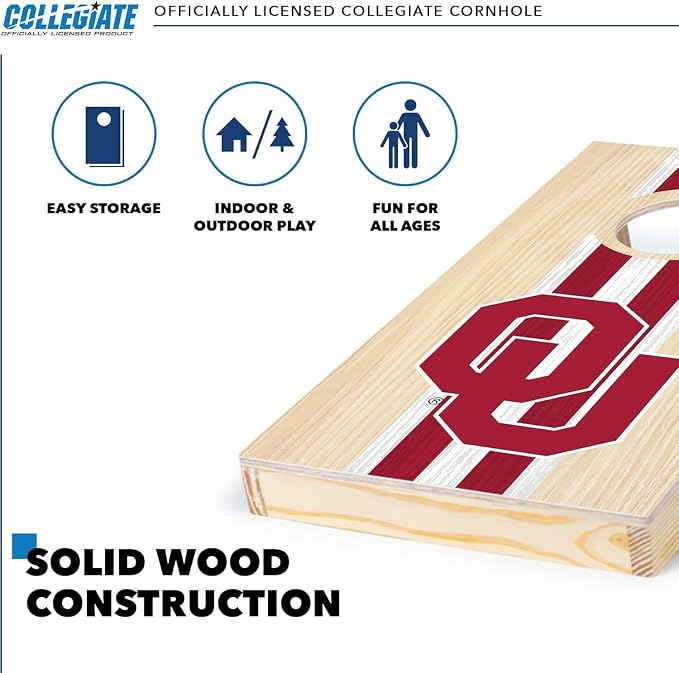 Wild Sports College Portable Size 1' x 2' Solid Wood Cornhole Set with Direct Print HD Team Graphics – Travel Size