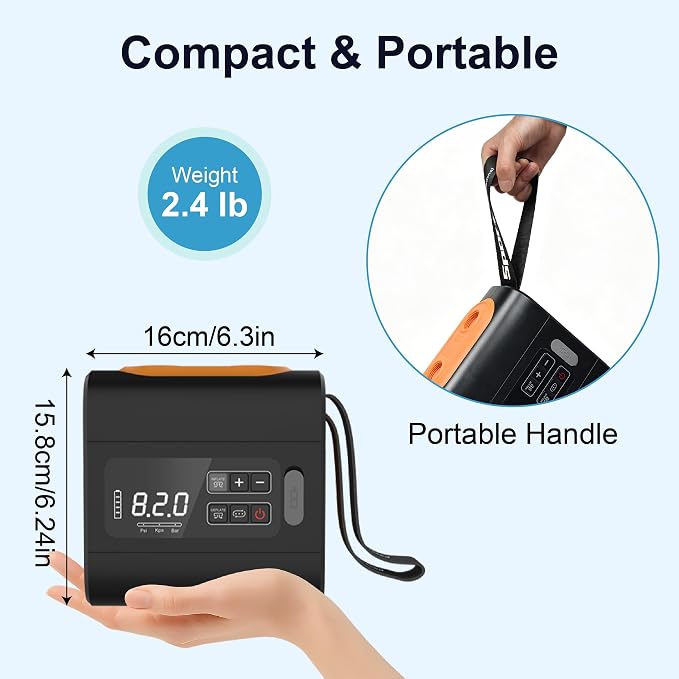 HotMax Electric Paddle Board Pump, Rechargeable 22PSI High Pressure SUP Pump, Intelligent Dual Stage Inflation & Deflation, Auto-Off for Stand Up Paddle Boards, Surfing Kite, Tent, Boat