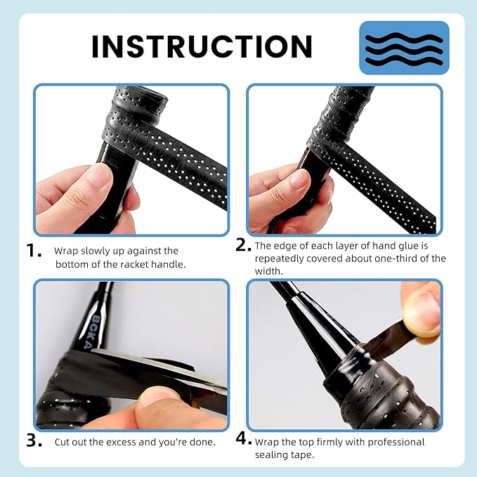 GLL Super Long Breathable Racket Overgrip, Super Absorbent Skid Resist Absorb Sweat Grip Tape, Handles Protection for Tennis Badminton Racquetball Squash Baseball