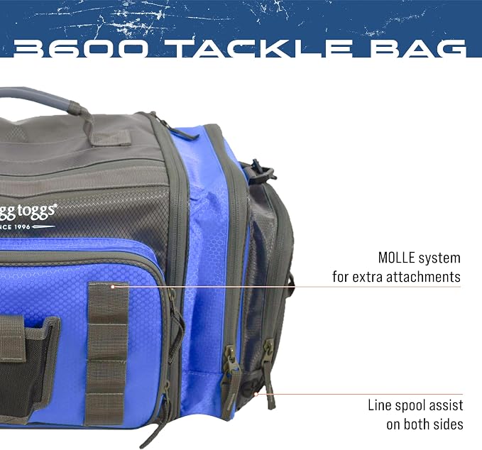 FROGG TOGGS Heavy Duty Fishing Tackle Duffle Bag, Includes Bait Trays