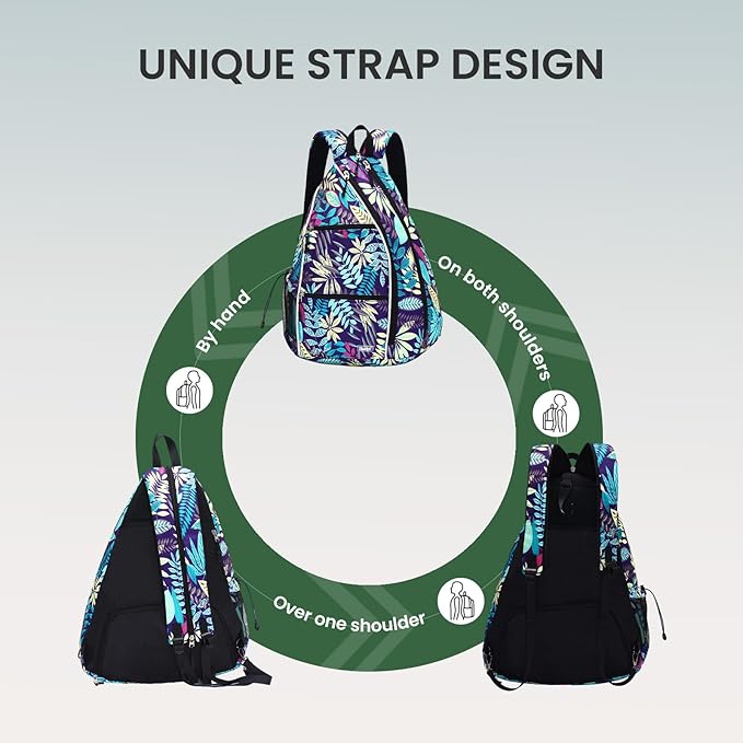 Sucipi Pickleball Bag - Men's & Women's Pickleball Backpack, Adjustable Sling Bag w/Fence Hook/Large Capacity/Safety Pocket