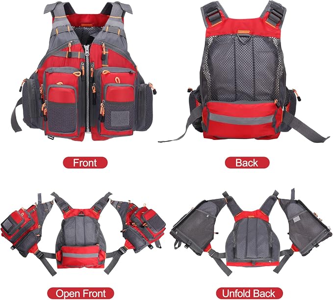 Lixada Fly Fishing Vest Fishing Jacket Breathable Polyester Mesh Design Fishing Vest