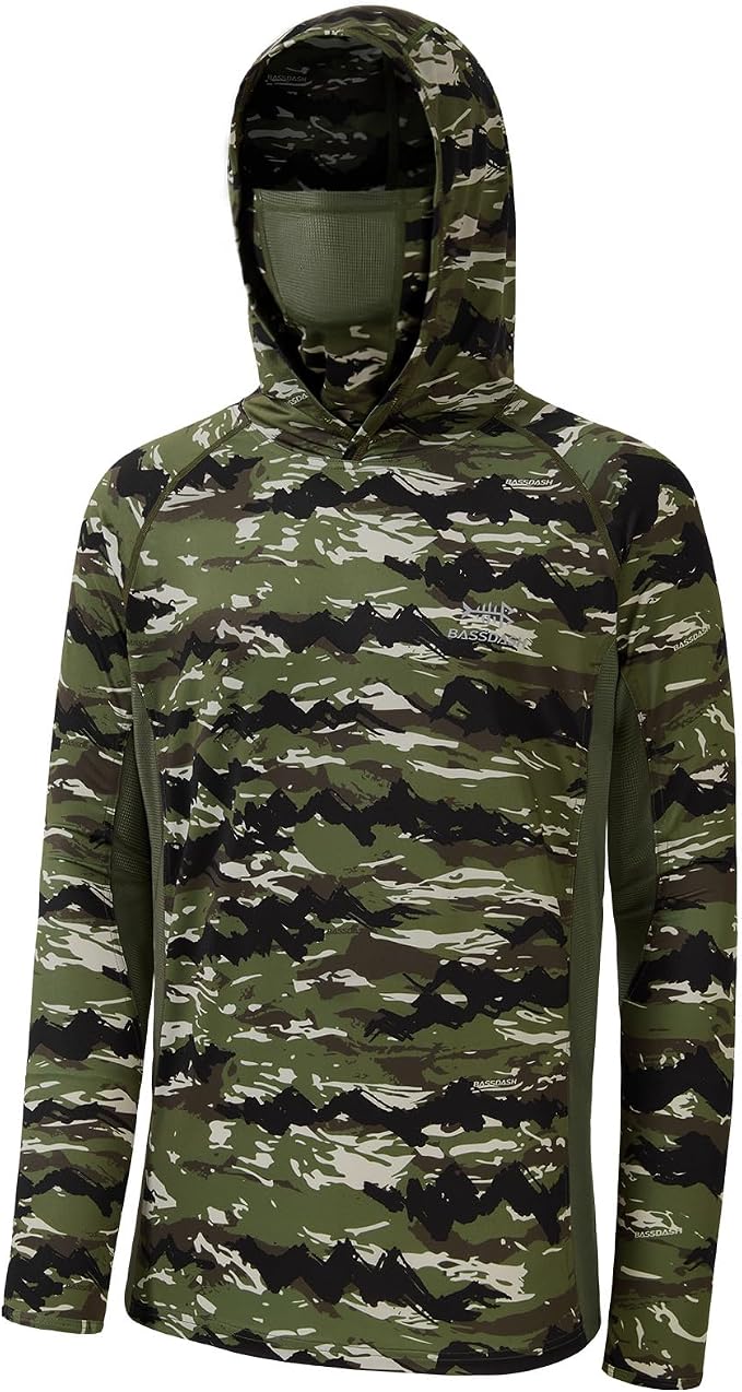 BASSDASH Men's UPF 50+ Camo Long Sleeve Hunting Fishing Hoodie Shirt