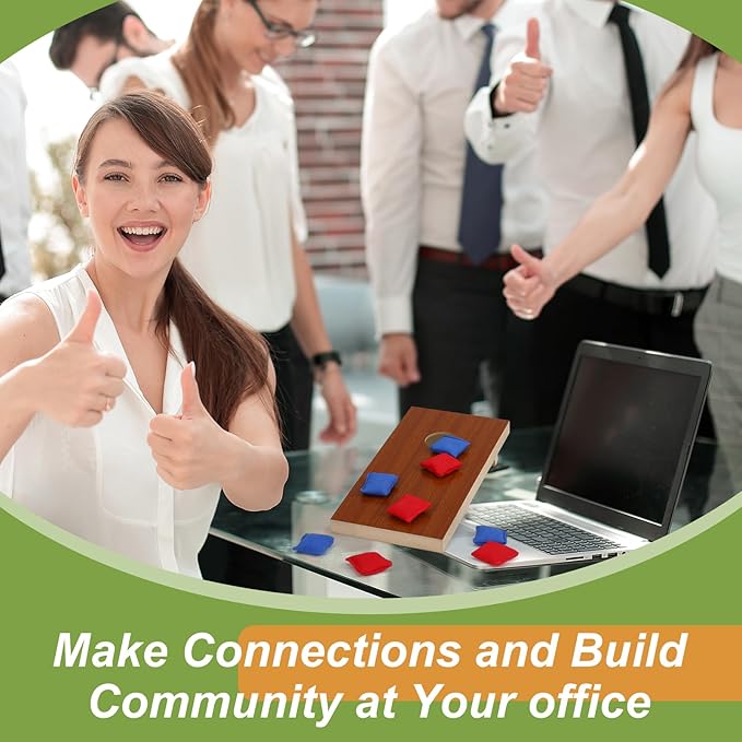 5 Portable Mini Tabletop Cornhole Set 10 Wooden Board Desktop Corn Hole Toss Game 40 Bean Bag for Xmas Group Office Employee Family Student Fun Travel