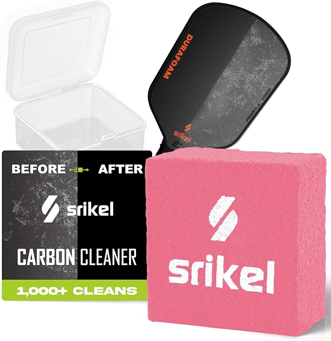 Pickleball – Paddle Cleaner Eraser with Carrying Storage Case, Premium Carbon Fiber Pickle Ball Racket Cleaner, Fast & Easy Rubber Eraser Removes Ball Residue, Dirt & Scratches