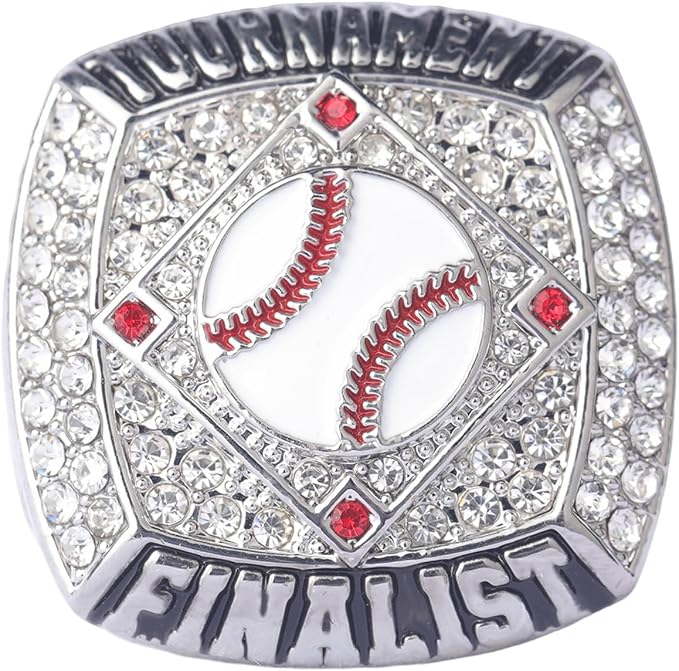 12 pcs Pack Gold Champions Silver Finalist Baseball Championship Trophy Ring Baseball Awards for Teams,Baseball Players Awards Size 9