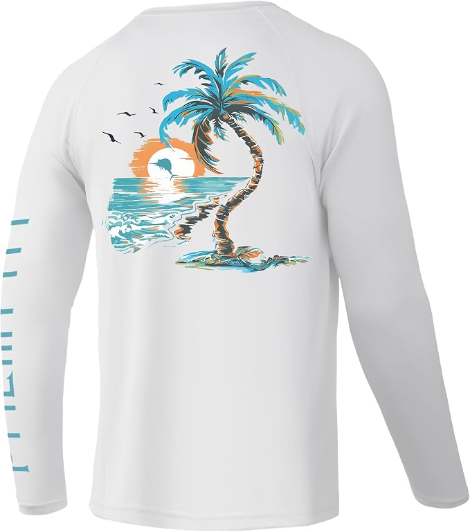 Palmyth Fishing Shirts for Men Long Sleeve UPF 50+ T Shirt Sun Protection | Quick Dry, Sun Protection, Myth-Cool Fabric, Fish Print, Moisture Wicking, Stretchy, Breathable, Fishing,Boating,Outdoor Wear