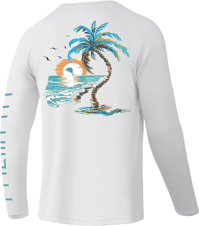 Palmyth Fishing Shirts for Men Long Sleeve UPF 50+ T Shirt Sun Protection | Quick Dry, Sun Protection, Myth-Cool Fabric, Fish Print, Moisture Wicking, Stretchy, Breathable, Fishing,Boating,Outdoor Wear