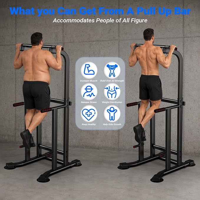YYJO Pull Up Bar Dip Bar Power Tower Free Standing Home Gym Workout Equipment 450 LBS Weight Capacity