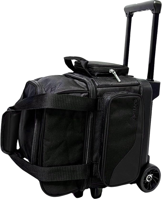 Pyramid Path Pro Deluxe Single Roller Bowling Bag With Separate Shoe Compartment (Up To US Mens Size 11), 2 Large Accessory Pockets, Padded Foam Ball Insert, Lifting Handles and Locking Square Handle