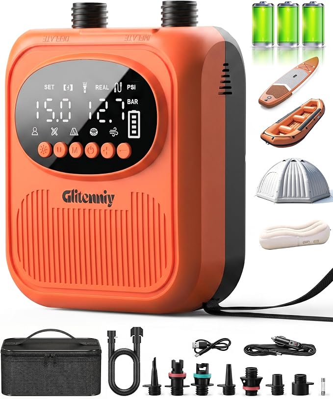13500mAh Paddle Board Electric Pump SUP Pump for Paddleboard Air Compressor with Auto-Off Deflation Function 20PSI Rechargeab Stand-up Paddleboards Pump for Inflatables Kayaks and Boats