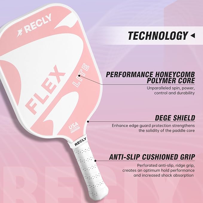 Recly Pickleball Paddles, Carbon Fiber Pickleball Paddle with UV Printed Finish & Sure-Grip Elongated Handle 14MM,USAPA Approved for Beginner and Professional Players