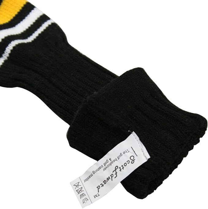 Scott Edward Golf Club Head Covers Set of 4, Acrylic Yarn Double-Layers Knitted, with Rotatable Number Tags