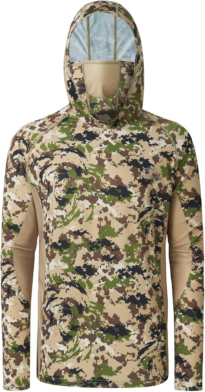 BASSDASH Men's UPF 50+ Camo Long Sleeve Hunting Fishing Hoodie Shirt