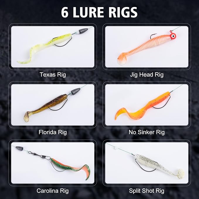 Goture Fishing Lures Kit, 78pcs Bass Fishing Kit Including Soft Plastic Baits, Minnow, Crankbaits, Hooks,Swivels,Sinker Weights, Soft Bait Bag, Freshwater Fishing Gear Bass Lure Set, Gifts of Men