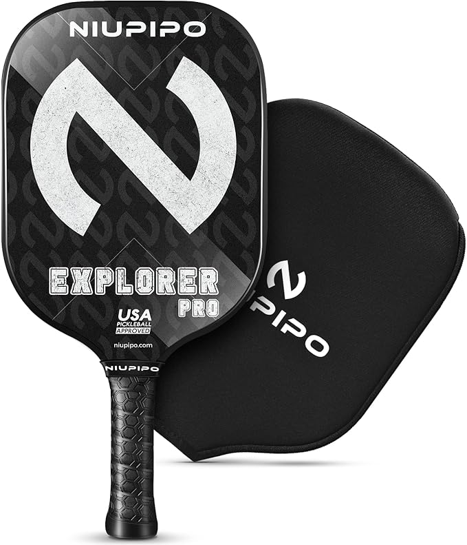 niupipo Pickleball Paddles Set of 2/4/1, USAPA Approved Carbon Fiber & Fiberglass Hybrid, Easy Power, Polypropylene Honeycomb Core, Cushioned 4.72" Grip, Bag/Cover, Pickleball Paddle Set for Men Women