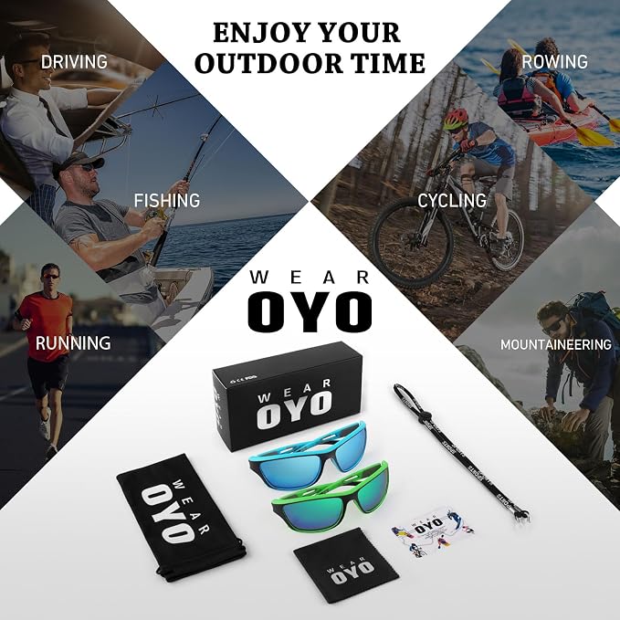 WEAROYO Polarized Sports Sunglasses for Men Women,Fishing Driving Rectangular Goggles UV400 Protection