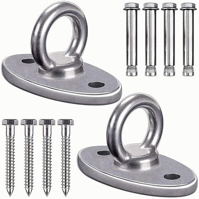 SELEWARE Ceiling Mount Cast Stainless Steel Swing Hanger Wall Anchor Hanging Yoga Swing Hammock Chair Suspension Straps Heavy Bag and More 2 Pcs