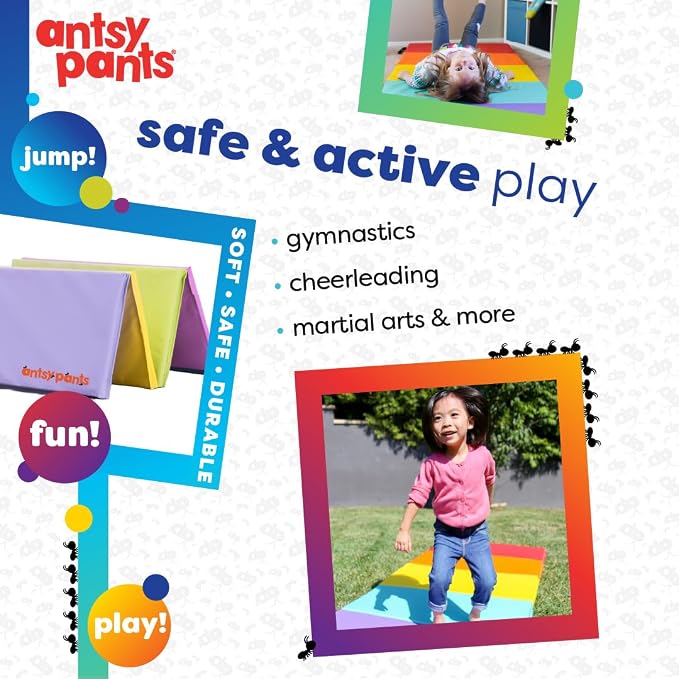 Antsy Pants Tumbling Mat for Kids – Gymnastics Mat, Easy to Clean, Sturdy, Foldable Tumbling Mats, Padded, Lightweight, Portable, Gymnastics Equipment for Active Play